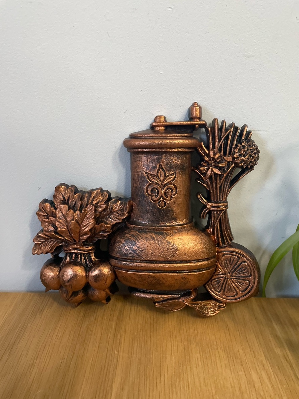 Vintage Dart Industries 1970s Faux Copper Kitchen Wall Plaque